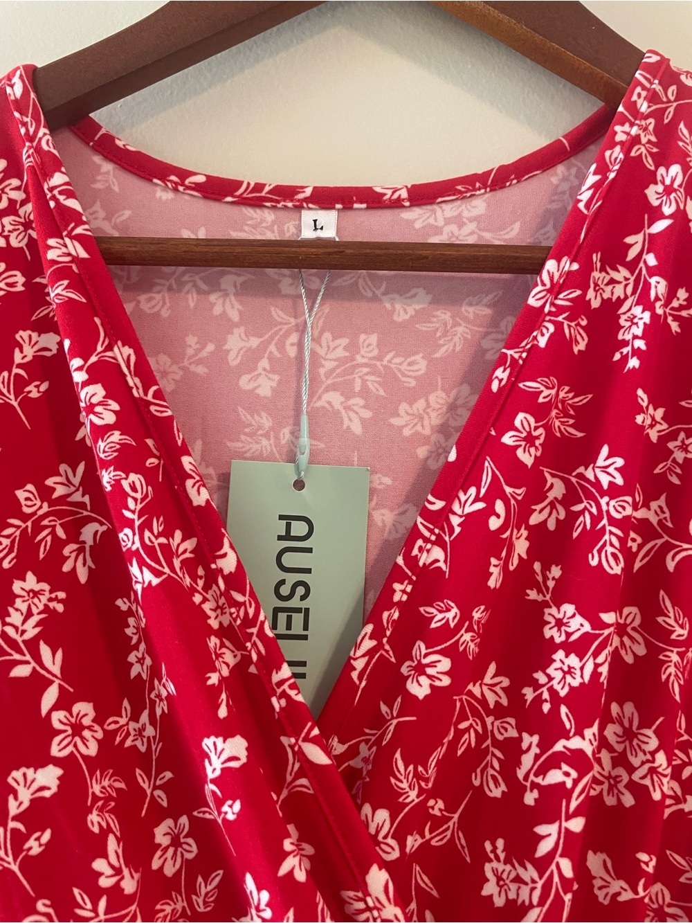 Ausi Red Floral Wrap Dress - Women's - Picture 5 of 5